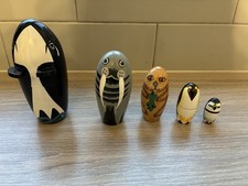 Russian Dolls stacking Sea life Animals Wooden Toy whale walrus penguin
