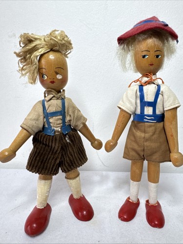 Polish wooden peg dolls 1960s - dolls,