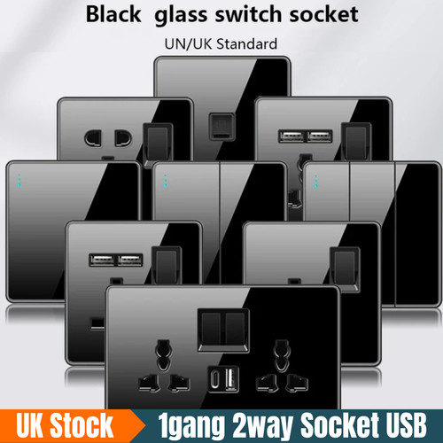Black tempered glass light - black,