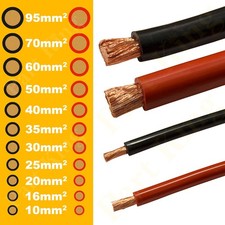 Hi-Flex 10mm² - 95mm² Battery Starter Welding Inverter Cable Red Black PVC Wire