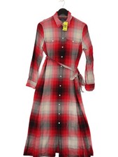 Ralph Lauren Women's Maxi Dress UK 10 Red Cotton with Viscose, Wool Maxi