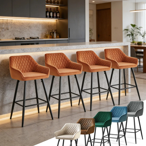 Set bar stools velvet - of,