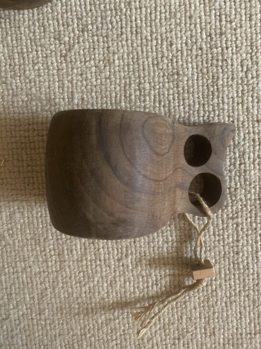 Hand carved walnut camping - camping, cup