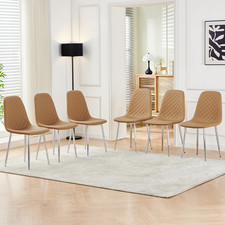 2/4/6 Dining Chairs Table Velvet Leather Faux Suede Padded Seat Metal Leg