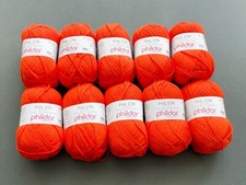 Phildar Phil Erik Yarn 100% Cotton DK Yarn, Bright Orange, 105 Piment