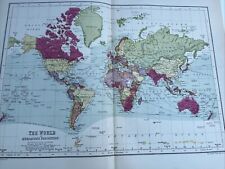 1910: Map Of The World On Mercator’s Projection Railways Caravan Steamer PSA #3 