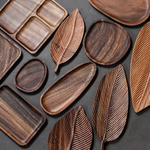 Walnut dinner plates wooden - walnut,