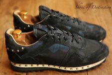 Valentino Blue Camo Canvas Suede Shoes Trainers Sneakers Mens UK 8 US 9 EU 42