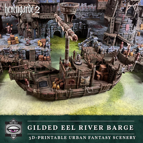Gilded eel river barge - river,
