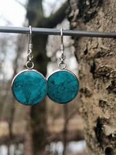 Handmade Silver Earrings Chrysocolla Natural Gemstone Patagonia Jewelry