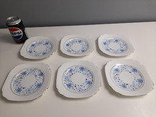 6 x Bell China Tea Plates - Blue Floral Pattern - Good Condition - 15.5 cm