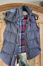 Jack Wills Navy Blue Puffa Coat Gilet Bodywarmer Hood Waistcoat Jacket UK 10