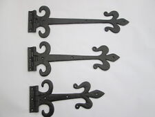 1 pair CAST IRON FLEUR DE LYS DECORATIVE FANCY GOTHIC OLD TUDOR GATE DOOR HINGES