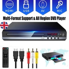 Multi Region Free 1080p VCD CD DVD Player with Remote Control & HDMI/AV Cable UK
