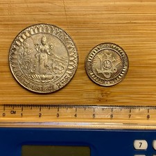 India Hindu Temple Tokens x2 Age Unknown c25g & c5g (ref #37)