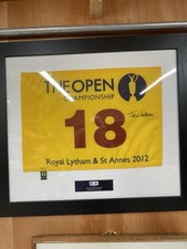 Open Golf Flag Lytham St Anne’s 2012 Signed By Tom Watson Framed Superb Cond