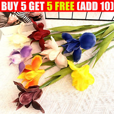 Artificial Iris Flowers Fake Silk Plant Branch Bouquet Real Touch Wedding Decor