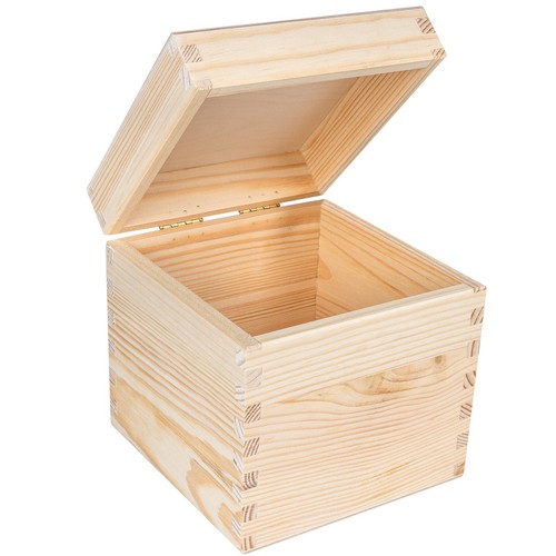 Square wooden storage box - storage,
