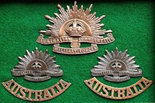 Original WW1 "Australian Imperial Force" (Cap, Collar, Shoulder Titles) "STOKES"