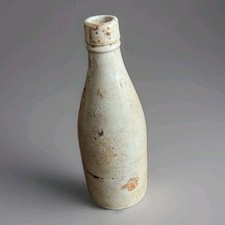 Antique Port Dundas Glasgow Pottery Beige Salt Glazed Stoneware 9" Bottle 