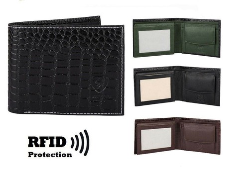 Mens leather wallet crocodile - leather,