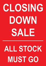 Business Shop Closing Down Sale Sign Foamex PVC Sign / Self Adhesive Sticker