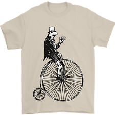 Cycling a Frog Riding a Penny Farthing Mens T-Shirt 100% Cotton