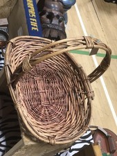 Vintage Danish Handmade Sturdy Woven Wicker Garden Farm Carry Basket Flower Trug