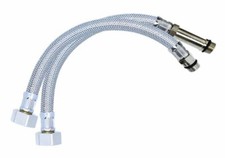 Pair 12mm Flexible Monobloc Tap Connectors 300mm Long Female Ends M12 Thread