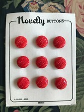 Vintage Czech Glass Shank Buttons Patterned Moulded Blue Red Cards 14mm 10mm 