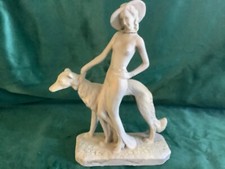 art deco plaster lady with dog