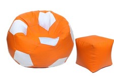 Football Shape Bean Bag Cover Puffy Cover Faux Leather Without Beans Size XXXL