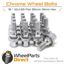 Wheel Bolts (16) 12x1.25 Flat Chrome for Peugeot 307 01-08 on Original Wheels