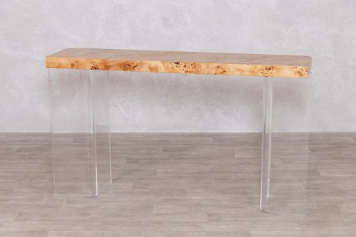 Burl wood veneer console - burl,