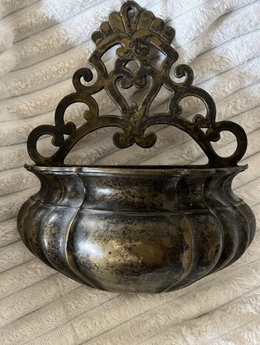 Antique brass holy water - holy,
