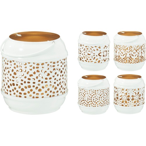 White metal tealight lantern - white,