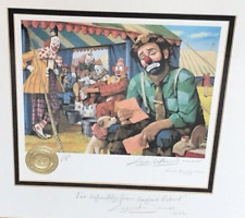 Signed Leighton Jones Emmett Kelly Clown Circus Collection Framed Art Print