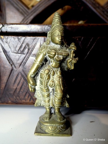 Indian bronze shrine deity - indian,
