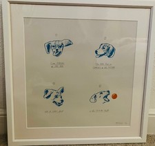 Mr Bingo dog with ball limited edition signed print,  framed,  52 x 52 cm