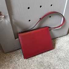 Debenhams Real Leather Red Clutch Small Hand Bag