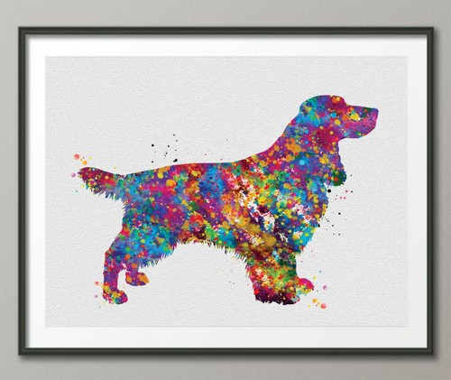 Field spaniel dog watercolor - dog,