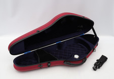 Violin Case Full Size Shaped Canvas Hard Shell Red Burgundy Hydrometer