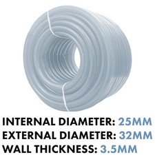 25mm PVC Hose Clear Flexi Pipe Tube Reinforced Braided Food Grade Oil Air Water