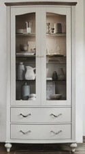 Elegant White Display Cabinet with Glass Doors and Drawers - #1008