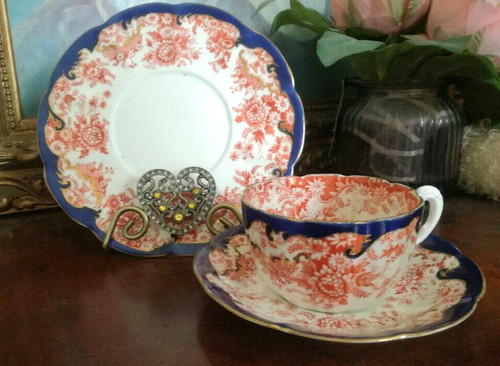 Victorian floral china trio - china,