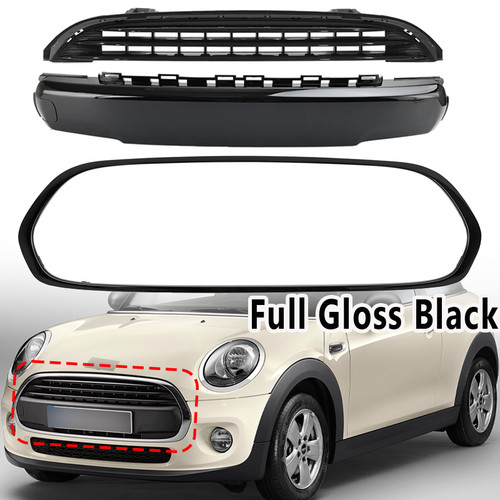 Full black front upper grille - black,