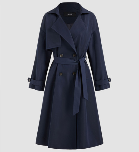 Cider navy belted trench coat - trench,