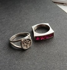 2 Scottish Sterling Silver Rings mid Century Inc Ola Gorie OMG