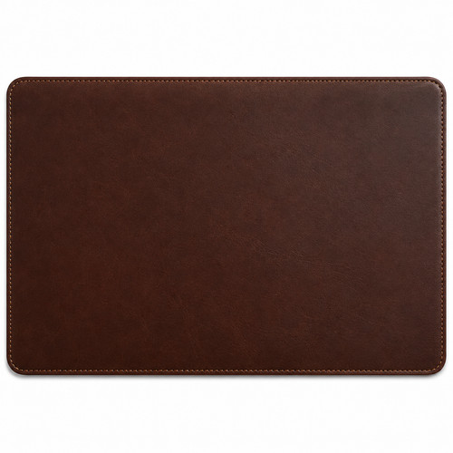 Brown genuine leather desk mat - brown,