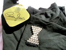 NEW CORNELIA JAMES BLACK SCOOP NECK TOP DIAMANTE BOW LONG SLEEVES SMALL NWL     